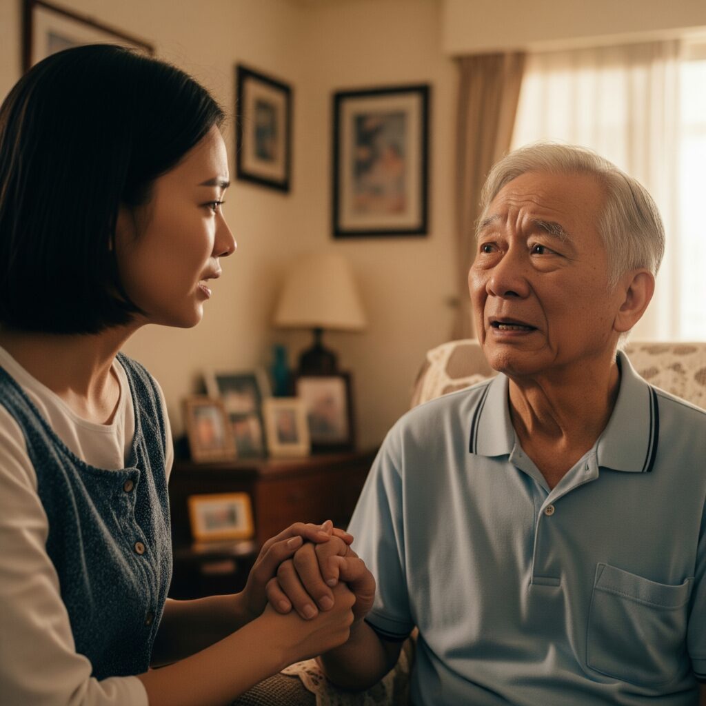 忘了我記得 忘了我記得,當子女面對失智父母要照顧時的心情。 (AI模擬圖)