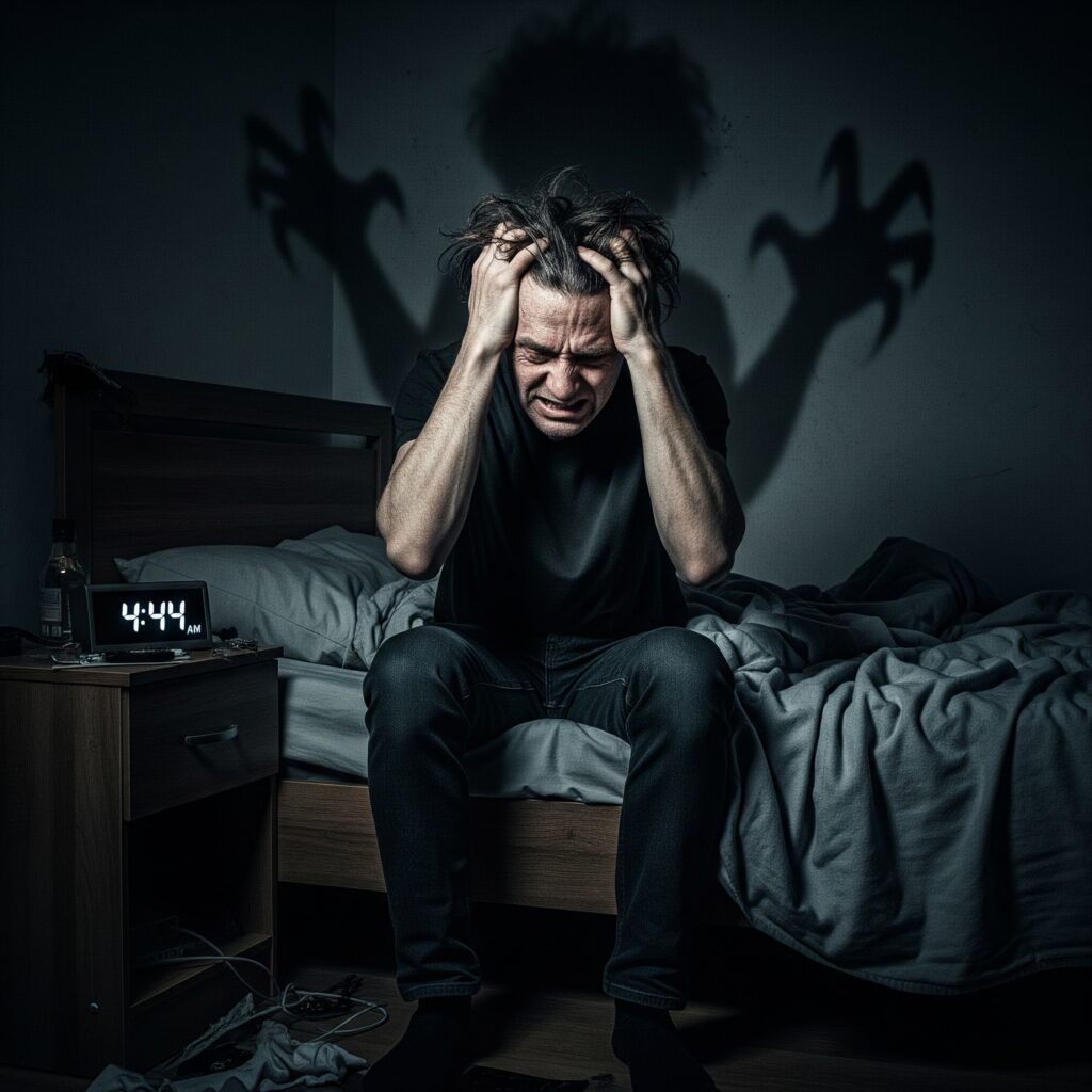 一整晚睡不著怎麼辦 一個男人坐在床邊,一整晚睡不著怎麼辦
